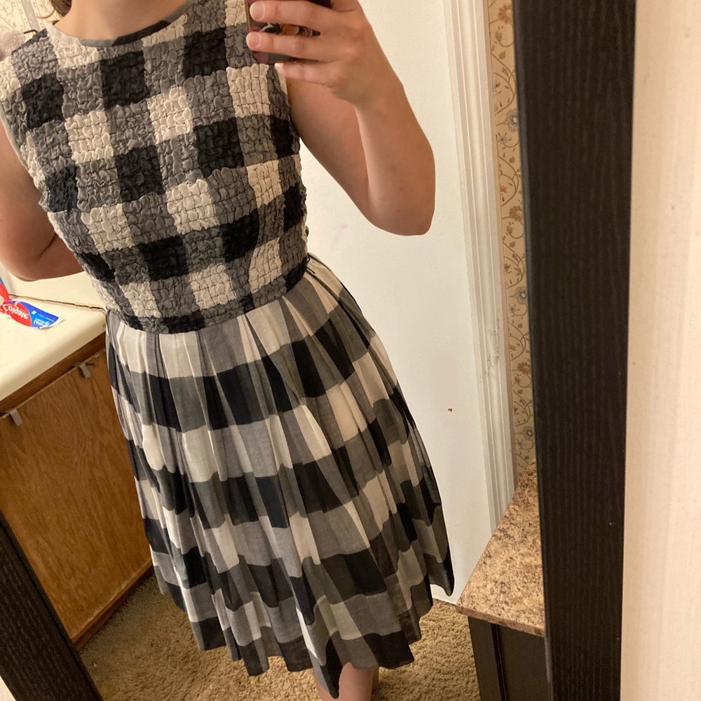 VINTAGE 1960s Black and White Checkered Dress